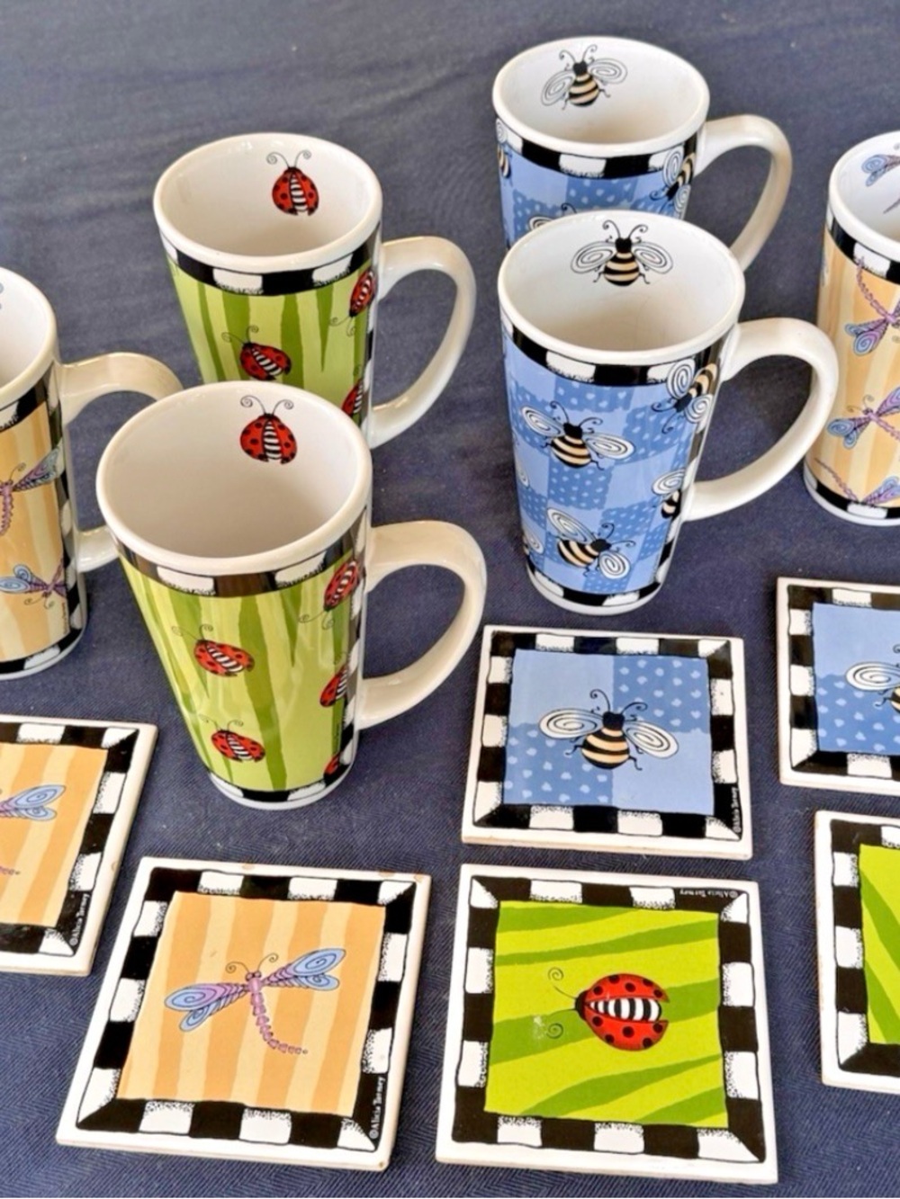 Green Ladybug Ceramic Mug - Playful Garden Design